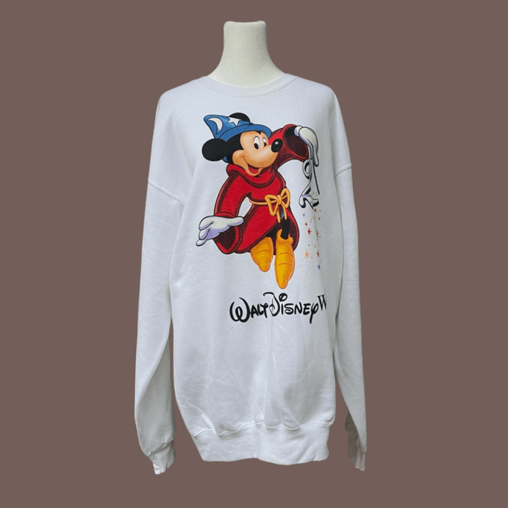 Mickey Inc Disney 25 Sweater | White Pullover | Size M | Vintage 90s